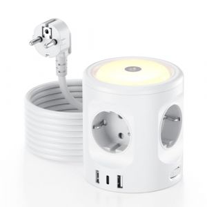 Multiprise avec Interrupteur, Sameriver Tour Multiprise 4 Prises et 3 USB Ports, Multiprise Parafoudre et Surtension avec Veilleuse LED,16A Rallonge Electrique 3M Câble à la Maison et au Bureau (FEFEI1, neuf)