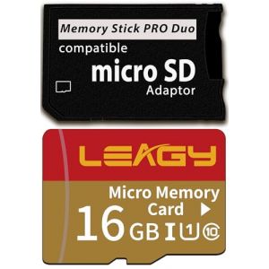 PSP Adaptateur de clé USB avec carte micro SD de 16 Go, micro SD/SDHC/SDXC vers Memory Stick PRO Duo MagicGate compatible avec PlayStation Portable, appareil photo, Handycam, téléphone portable et PSP (Leagy, neuf)