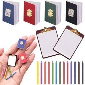 Lot de 19 accessoires de lutin miniature 1:12 - Pour maison de poup&eacute;e - Livre - Porte-bloc - Crayons de couleur - 1/12 - Poup&eacute;e miniature - Fournitures scolaires - Accessoire de lutin - D&eacute;coration (LUQI STORE, neuf)