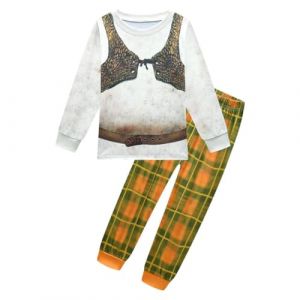 Lito Angels Deguisement Garcon Shrek, Costume Ogron avec T-shirt et Pantalon &agrave; Imprim&eacute;, Tenue Cosplay Pyjama D&eacute;guis&eacute; pour Halloween Fete, Taille 7-8 Ans (Lito Angels FR, neuf)