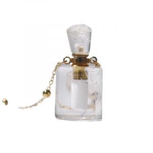 Collier avec pendentif en forme de c&oelig;ur et flacon de parfum en cristal blanc naturel, bijou diffuseur d'huiles essentielles for femme(WhiteCrystalSquare) (lidongjinshop, neuf)