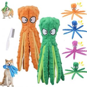 HItianya Jouet pour Chien Whiskerspot Pieuvre, Peluche Couinante Whiskerspot Écologique, Jouet Interactif à Mâcher pour Chiots De Petite, Moyenne Et Grande Taille (Vert, Orange) (Mo ce, neuf)