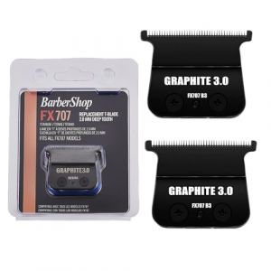 FX707Z DLC 2.0 Lot de 2 lames de rechange compatibles avec les tondeuses BaByliss PRO Barberology, lame de rechange sans espace compatible avec les tondeuses BaBylissPRO FX787 et FX726 (noir) (Merrow, neuf)