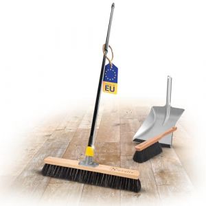 Novaliv Ensemble de pelle &agrave; poussi&egrave;re &agrave; crins de cheval I Pelle avec rebord en caoutchouc et balayette &agrave; main I Balai de jardin 50 cm avec manche t&eacute;lescopique &agrave; poils doux Ensemble de balayette et (AMP GmbH, neuf)