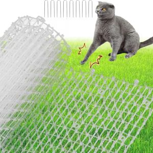 XFLYP Anti-Chat avec Pointes, 200 x 30cm Empêcher Les Animaux de S'approcher avec 8 Piquets en Métal, Tapis Répulsif avec Epine Grille Pic Tapis pour Jardin, Clôtures,Canapé-Protège Plantes(Blanc) (FXXF, neuf)