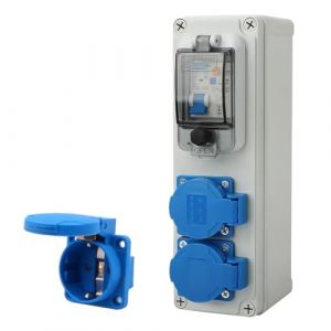 Coffret Electrique de Chantier 16A, Tableau Electrique 250V 2P Boitier Electrique Etanche avec Interrupteur fi Disjoncteurs Electriques IP67 Prise Extérieure pour Intérieurs et Extérieurs (ignoremexi, neuf)