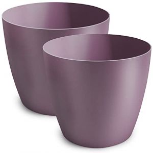 TULMERO Pot de Fleurs Mat en Plastique - Décoratif pour Petites et Grandes Plantes, Herbes Aromatiques - Lot de 2, Violet, ø 9,5 cm (Simon78000, neuf)