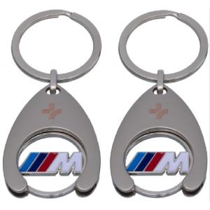 BMW Lot de 2 porte-cl&eacute;s M Perfomance Motorsport avec jeton de chariot, argent&eacute;, taille unique (KRAH+ENDERS FULDA, neuf)