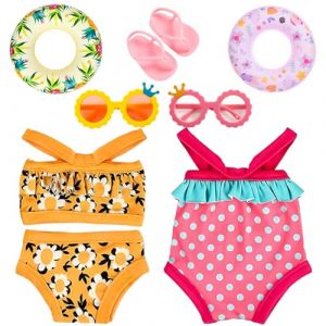 Set de Bain pour Poupées 35-43 cm,Tenue de Piscine de Poupées,Vêtements de Bain pour poupée avec Maillot de Bain,Bouée de Natation,Lunettes de Soleil,Chaussures,Accessoires pour Poupées - 7 Pièces (MEIQIONGSHAO LIMITED, neuf)