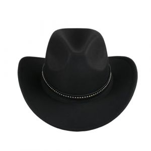 MYKAGS Chapeau de cowboy pour femme et homme, chapeau de cowboy western, chapeau d'ext&eacute;rieur en feutre chinlon &agrave; larges bords, convient aux hommes et aux femmes (MYKAGS FR, neuf)