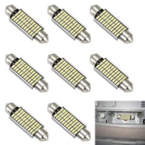 Quvxzy 8 Pi&egrave;ces Ampoule LED 12V, W5W LED, Kit Ampoule Voiture Int&eacute;rieur D&ocirc;me Coffre Plaque de Porte Lumi&egrave;re, Kit d'Ampoules pour Lumi&egrave;res de toit de Voiture, Facile &agrave; utiliser, Lumi&egrave;re blanche (Mao Huihui, neuf)
