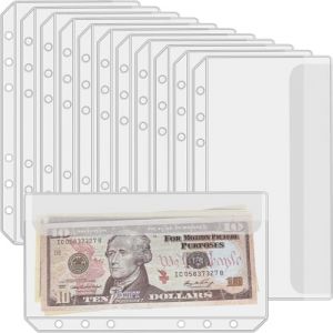 UMSICHT Lot de 12 pochettes A6 sans fermeture &eacute;clair, enveloppes budg&eacute;taires avec couvercles, pochette A6 pour classeur &agrave; 6 anneaux, organiseur de classeur &agrave; billets, enveloppes en PVC transparent (jinanlingxinfufuzhuangjiagongxiaoshouchang, neuf)