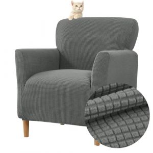 Highdi Housse de Fauteuil Extensible 1 Place, Jacquard Housse de Fauteuil Club Couverture de Fauteuil Chesterfield Lavable Protecteur de Fauteuil pour Salon Tub Chair Canapé (Gris B) (Highdi, neuf)
