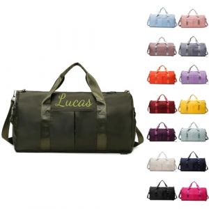 Sac De Sport Personnalisable, Brod&eacute; Sac Voyage, Sac Sport avec Compartiment Chaussures pour Femme Et Homme Sac De Voyage Femme Imperm&eacute;able Sac De Transport avec Nom Sac De Weekend (Vert Fonc&eacute;) (Alice Personalization Workshop, neuf)