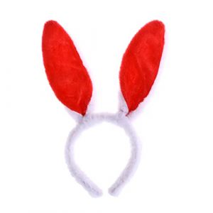 NOLITOY Serre-t&ecirc;te Oreilles De Lapin Peluche Bandeau Cheveux Lapin Blanc Et Rouge Accessoire Pour Cheveux (M.Meteorite, neuf)