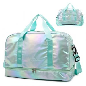 Rapidbok Sac de Sport 40L avec Compartiment à Chaussures, Sac de Voyage Léger pour Femme Homme, Sac de Sport Imperméable, Sac à Main Grande Capacité pour Sport Voyage Camping Basketball (Vert) (LiLiNiNiii, neuf)