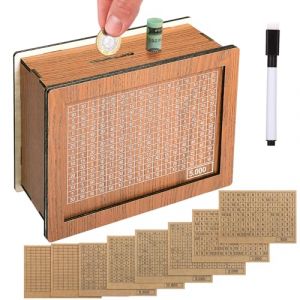 GWHOLE Tirelire en Bois Tirelire Japonaise avec Marqueur et Autocollants Tirelires R&eacute;utilisable Money Box Boite Economie Argent pour Adultes et Enfants (FDSJGDIFOIH, neuf)