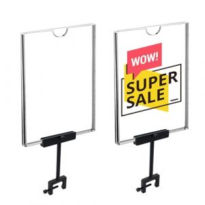 XiyaxiVici 2 Pi&egrave;ces Pince pour porte-affiche en alliage d'aluminium avec Cadre en acrylique de 30,5x21,8 cm Support d'affichage de prix pour les magasins de v&ecirc;tements (XiyaxiVici Direct, neuf)