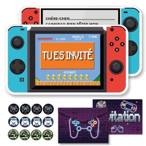 Byhsoep 12 Invitation Anniversaire Garcon,Carte Invitation Contr&ocirc;leur de Jeu Vid&eacute;o Avec Enveloppes et Autocollants,Cartes d'invitation de F&ecirc;te en Fran&ccedil;ais Contr&ocirc;leur de Jeu Vid&eacute;o pour Enfants Garcon (PCTIN E-COMMERCE S.R.L., neuf)