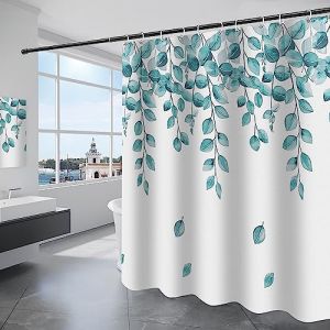 DAMAI Rideau de Douche Polyester Imperméable Tissu Lavable en Machine Rideau Salle de Bain avec 12 Crochets 200x240CM Vert (Golden Flyer, neuf)
