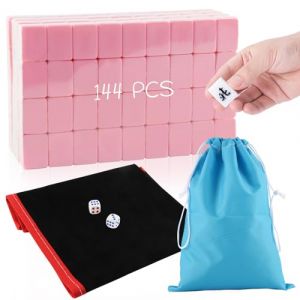 dellyy Mini Jeu de Mahjong, 144 Pcs Mahjong Chinois Mini, Jeu de Mah-Jong, Mahjong Jeu à Deux, avec Tapis de Table et Sac de Rangement, pour Les Voyages, Le Camping (HUAFA99, neuf)