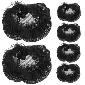 DEARMAMY 6 Pièces filet à cheveux chignon décoratif chignon résille filet à cheveux élastique couverture de chignon de cheveux filet de cheveux filet à chignon ballet chignon femme chiffon (Liiane, neuf)