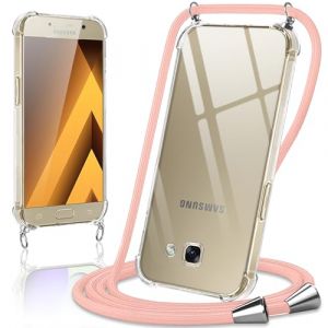 Coiwxmoi Coque avec Cordon pour Samsung Galaxy A5 2017 5,2", Collier R&eacute;glable T&eacute;l&eacute;phone &Eacute;tui Portable Lanyard Case Transparent Ultra Souple Silicone TPU Housse Antichoc Protection Cover, Or Rose (TERRA NOVA DISTRIBUTORS, neuf)