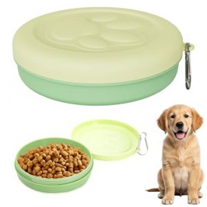 Gamelles de Voyage pour Chien et Chat Gamelle pour Chien 14 *4CM Gamelles de Voyage Gamelle Chiens Bols d&rsquo;Eau Portables avec Couvercle et Crochets avec Mousquetons Accessoires pour Marche Camping Vert (LEdoudouLE, neuf)