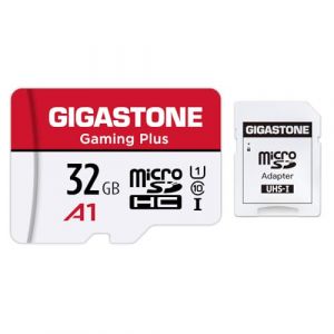 Gigastone Carte M&eacute;moire 32 Go, Gaming Plus S&eacute;rie, Vitesse de lecture allant jusqu'&agrave; 90 Mo/s. id&eacute;al pour Full HD Vid&eacute;o Nintendo Switch Gopro, A1 U1 C10 Carte Micro SDHC avec Mini &eacute;tui et Adaptateur SD (Gigastone Pro, neuf)