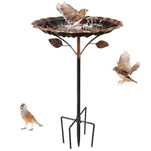 Abreuvoir Oiseaux Exterieur 85cm, Fer Abreuvoir Oiseaux pour Jardin Base à 5 Broches Bains pour Oiseaux Sauvages Bain Oiseaux Exterieur, Mangeoire Oiseaux Exterieur Fontaine Oiseaux Exterieur (WBbfbf, neuf)