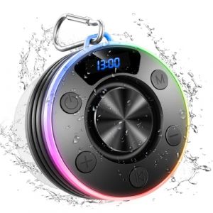 Enceinte Bluetooth Douche, Enceinte Bluetooth 5.4 avec HD Mic, 360&deg; St&eacute;r&eacute;o enceinte bluetooth Portable &Eacute;tanche IPX7 avec Ventouse, 8h Haut-Parleur de Douche Lumi&egrave;re LED pour Salle de Bain, Ext&eacute;rieur (yaolaneuu, neuf)