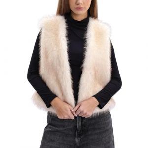 Amazhiyu Veste en fausse fourrure pour femmes, veste courte en fausse fourrure peluche pour l'automne et l'hiver, veste pour femmes sans manches en fausse fourrure, veste d'hiver en fausse fourrure (Amazhiyu, neuf)