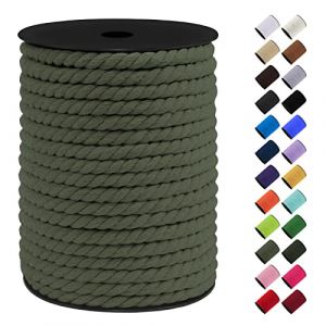 LEREATI Corde Macramé 8mm, 40m Fil Macramé Ficelle Corde Cordon Coton Naturelle, Grosse Corde Douce pour DIY, Porte Plante Mural, Jardin Décoration, Artisanat (Vert Armée) (LEREATI, neuf)