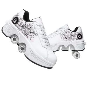 Chaussures &agrave; roulettes, patins &agrave; roulettes, chaussures de skateboard, chaussures pour enfants avec roulettes, chaussures de skate, chaussures de sport, chaussures de course, baskets avec roulettes (TYHYDZSWYXZRGSi, neuf)