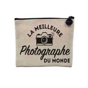 Pochette en Lin - La Meilleure Photographe du Monde Art Photo Artiste - Trousse Maquillage en Toile Aspect Lin - Porte Monnaie - 15 x10 cm (FabulousBOUTIK, neuf)