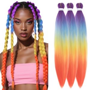 S-noilite EZ Braids Extensions de cheveux pré-étirées faciles à tresser pour crochet Box Twist Braids Ombre Yaki synthétiques Réglage de l'eau chaude, 66cm 3 paquet 284g,Blond cendré à blond décoloré (EU Fancy Activestyle, neuf)