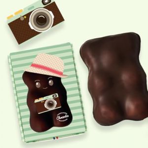 Ourson Guimauve XL | Guimauve Vanille enrobé de Chocolat Lait ou Noir | Anniversaire Remerciement Fête des Pères Plaisir d'offrir Saint Valentin Fête des Mères Pâques Noël (Photographe, Chocolat Noir) (CHOCODIC Maître artisan chocolatier depuis 1995, neuf