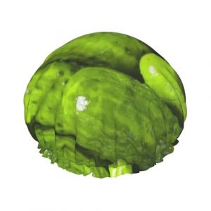 Bonnet de douche imperm&eacute;able &agrave; bande &eacute;lastique, bonnet de douche r&eacute;utilisable &agrave; double couche pour femmes,Cornichons Cornichons (aysr.store, neuf)