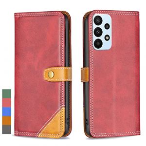 Klapber Coque pour Samsung Galaxy A23 5G Etui Housse Cuir pour Galaxy A23 5G &Eacute;tuis &agrave; Rabat Pochettes avec Fentes Cartes Protecteur Silicone Souple Ceinture &eacute;tuis pour Samsung A23 5G, Rouge (Yuemmy, neuf)