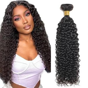 Tuheerst Curly Wave Human Hair Bundles Tissage Bresilien en lot Cheveux Humain Black Human Hair Extensions Tissage Cheveux Naturels Double Weft Remy Hair Single Bundle for Woman 34 Pouce (QC Hair, neuf)