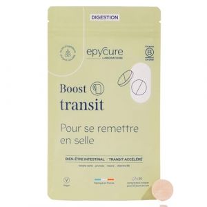 EPYCURE - Boost Transit - Acc&eacute;l&egrave;re le Transit & Apaise les Intestins - 94,9% Naturel - Bananes Vertes, Pruneau, Mauve, Vitamine B6 - Go&ucirc;t Pomme - 1 Mois - Vegan - Fabriqu&eacute; en France (Epycure, neuf)