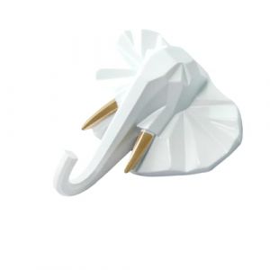 yuwqqoajv Pat&egrave;re en Forme d'animal en r&eacute;sine pour r&eacute;sine Longue dur&eacute;e, t&ecirc;te d'&eacute;l&eacute;phant, Crochet Mural, t&ecirc;te d'animal, pat&egrave;re, Or Blanc (&eacute;l&eacute;phant (Kunyibotatoer, neuf)