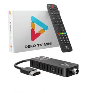 DEKO TV Mini Decodeur TNT HD pour TV - Boitier TNT DVB-T2 HEVC - Stick HDMI USB - Main 10 Bit - USB WiFi Multim&eacute;dia PVR [2in1 t&eacute;l&eacute;commande] (Deko Electronics, neuf)