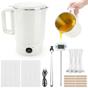 Fondoir &agrave; cire &eacute;lectrique pour la fabrication de bougies, accessoires pour kit de fabrication de bougies avec fondoir &agrave; cire, thermom&egrave;tre, m&egrave;ches de bougie, autocollants de m&egrave;che (Yekang Information Technology, neuf)