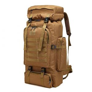Kabxhueo Sac à dos de randonnée homme 60L-80L sac à dos militaire tactique étanche sac à dos de survie MOLLE grand sac a dos randonnee voyage pour l'escalade, le camping, le chasse,Kaki (Rozhuhro Home, neuf)