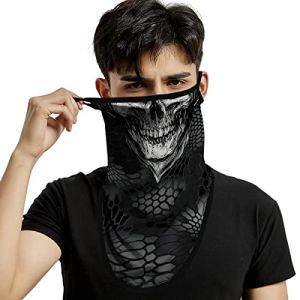 ShopINess Cache-Cou T&ecirc;te de Mort avec Oreillettes Unisexe &ndash; Bandana Moto et Tour de Cou Motard, Masque Cr&acirc;ne Halloween, Ski, Snowboard, Cyclisme et Sports Outdoor - (Blanc) (ShopINess, neuf)