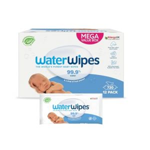 WaterWipes - Lingettes pour les fesses - Peau sensible - 12 x 60 pièces - 99,9% Eau - Sans plastique (egenta.shop, neuf)
