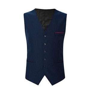 Gilet de costume noir pour homme &ndash; Gilet coupe ajust&eacute;e pour homme, gilet de costume d&eacute;contract&eacute;, gilet de mariage de couleur unie, gilet &eacute;l&eacute;gant en coton pour homme, pour le travail, les affaires (Ji Lin store, neuf)