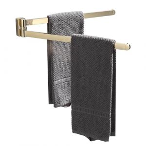 BGL Porte-Serviettes pivotant doré, Rangement Oganizer Gain de Place, Porte-Serviettes Mural, Double Barre de Serviette pivotante pour Salle de Bain (BGL Bath Official Store, neuf)
