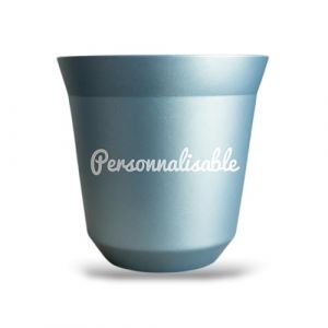 France Design Tasse à Café Expresso Inox de 80 ml - Double Paroi Isotherme - Incassable - Bleu clair personnalisable (France Design, neuf)